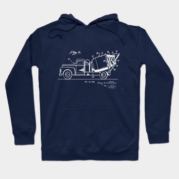 Vintage Concrete Truck Patent Image 1952 Hoodie by MadebyDesign